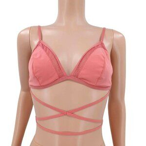 Victoria's Secret Wrap Around Strappy Bralette Pink Women's L Boho Festival